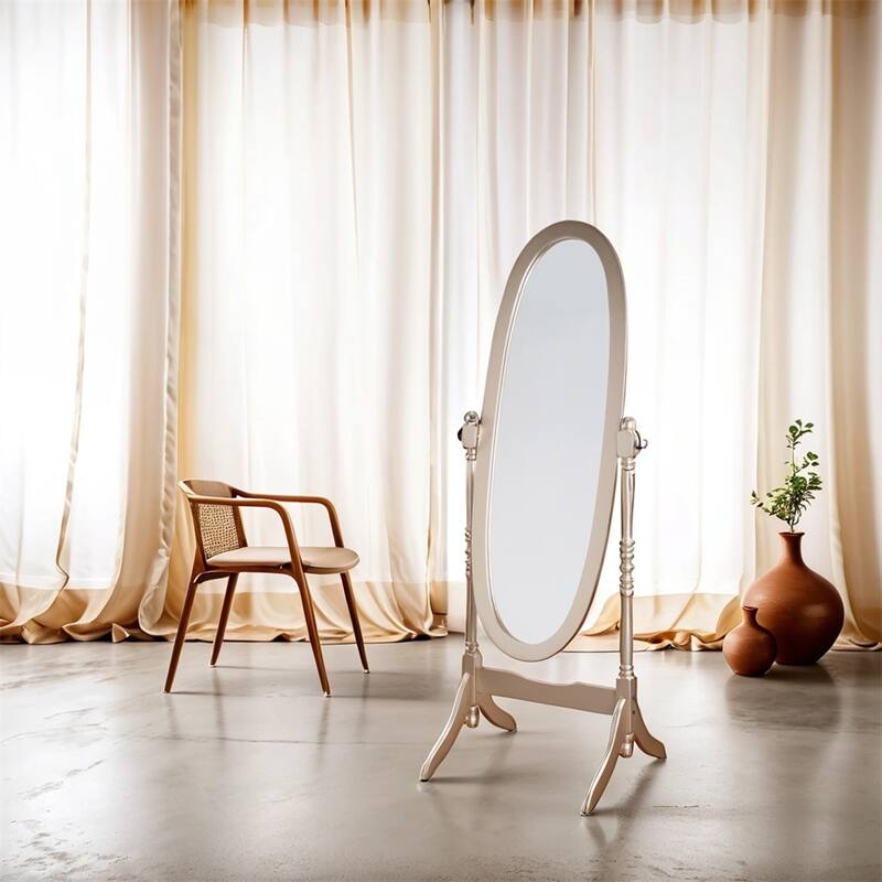 Traditional Queen Anna Style Wood Floor Cheval Mirror