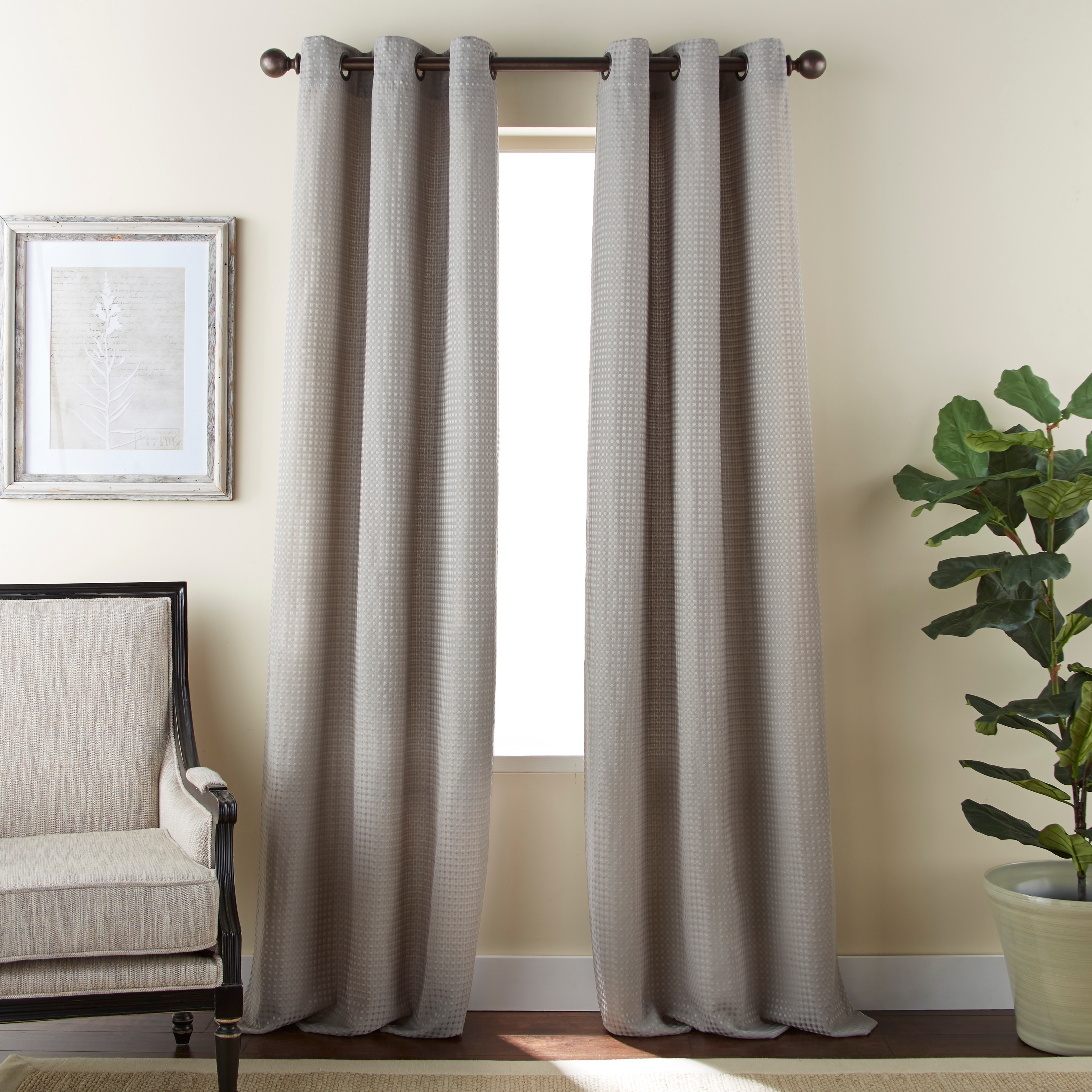 Grand Avenue Fern Grommet Window Curtain Panel Pair - 37" x 84"