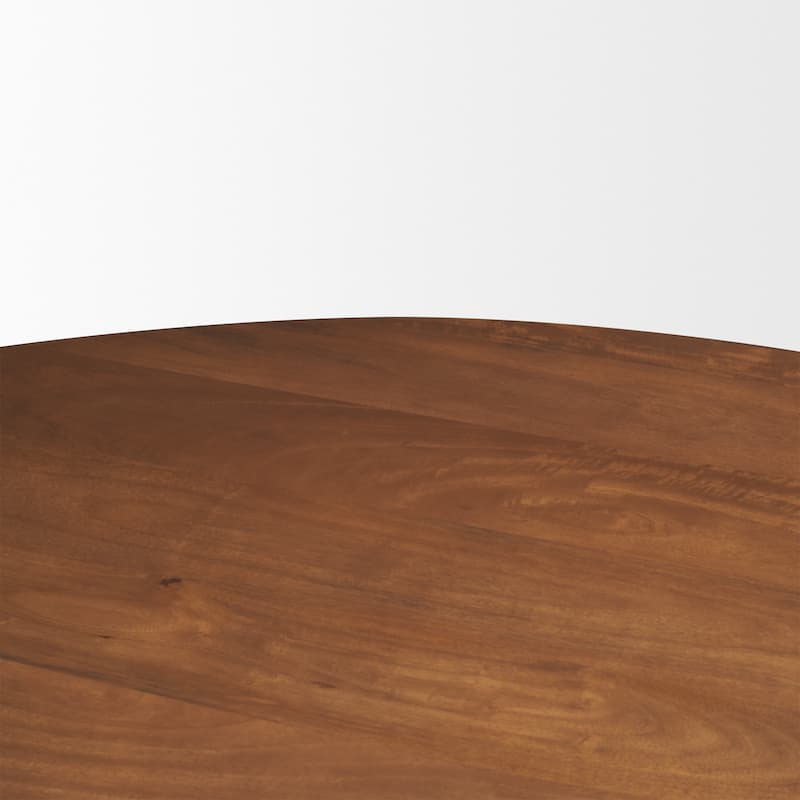 Atlas 42" Black / Mid-Brown Wood Stacked Pedestal Base Round Dining Table