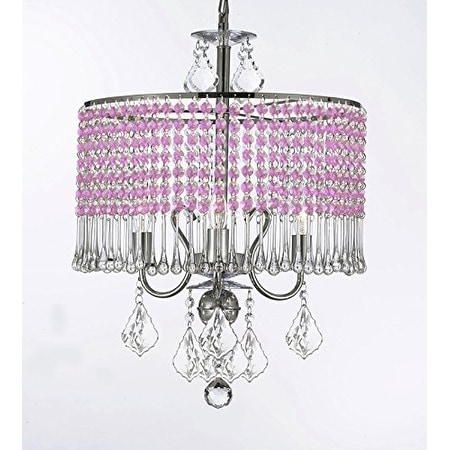 3-light Chandelier With Pink Crystal Shade - Chandeliers For Bedrooms by Overstock.com