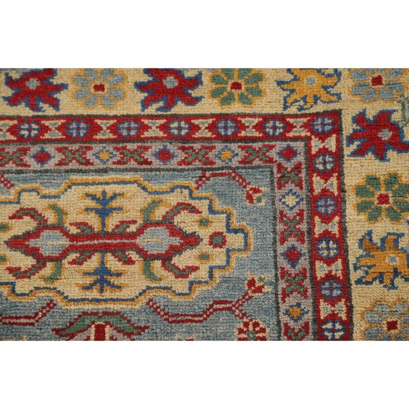 Kazak Runner Rug Light Blue Handmade Wool Carpet - 2'7" x 9'3"
