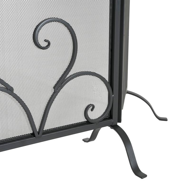 Christopher Knight Home - Onyx Traditional Iron Fireplace Screen with 3-Panel Folding Design - 54" W x 31.5" H