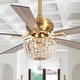preview thumbnail 1 of 16, Parrot Uncle 52" Modern Gold Wood 5-Blade Crystal Ceiling Fan with Remote and Light Kit