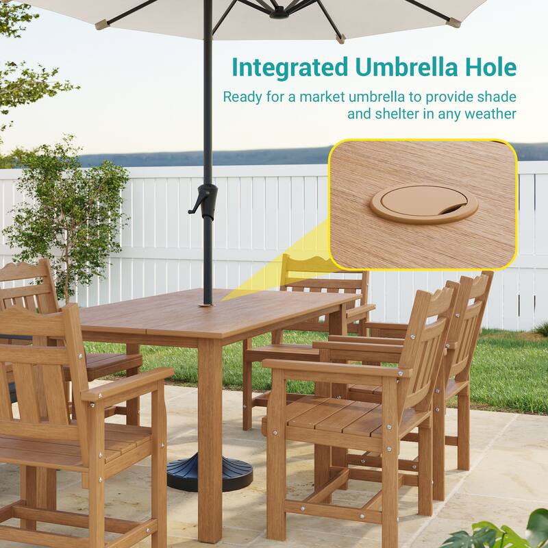 HIPS Outdoor Dining Set All-weather Patio Table and Chairs(Set of 7)