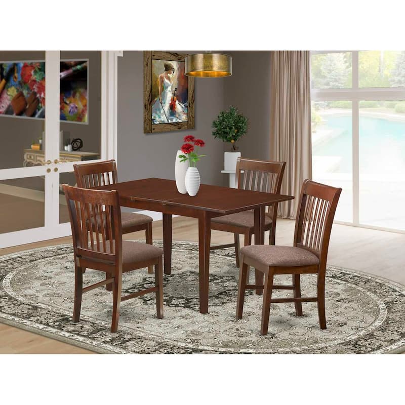 HomeStock 5-Pc Mahogany Finish Solid Wood Top - Dining Room Set - Seats 4