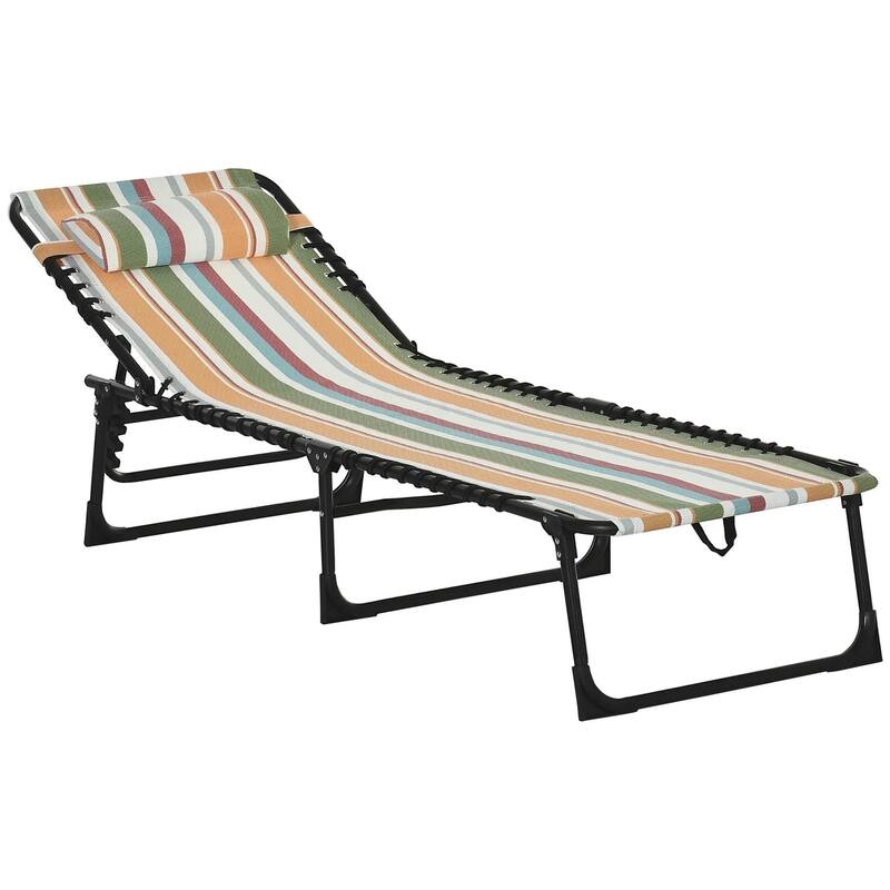 Foldable Chaise Lounge,4-Pos Recline,Trifold Portable,Breathable Mesh