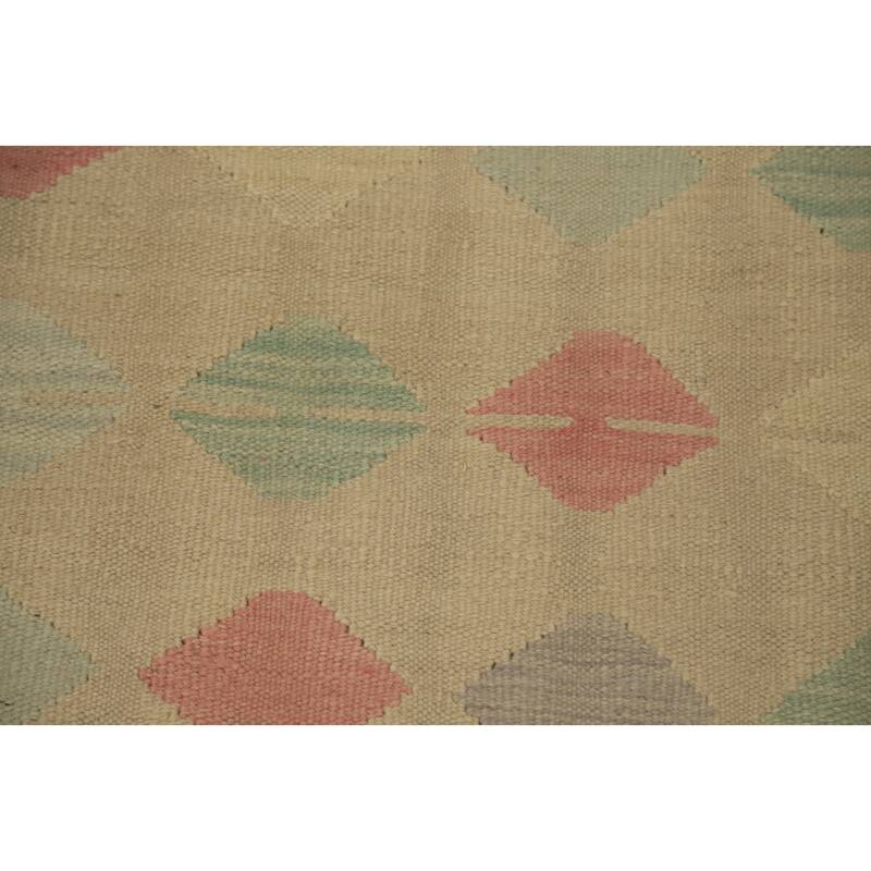 Hand Woven Oriental 100% Wool Carpet Southwestern Modern Multi-Colored Kilim Runner Rug - 8' 2'' X 2' 1''