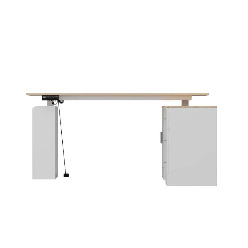 Height-Adjustable Ergonomic Workstation Home Office Desk with Storage