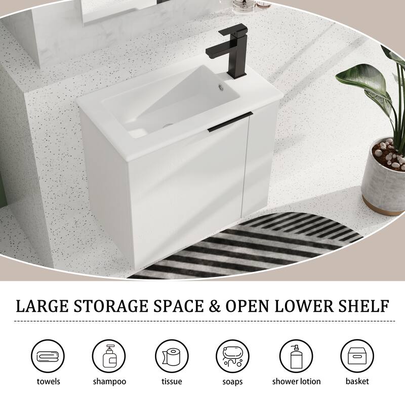 Beingnext 22" Small Bathroom Vanity with Sink, Floating Bathroom Vanity with Soft Close Door