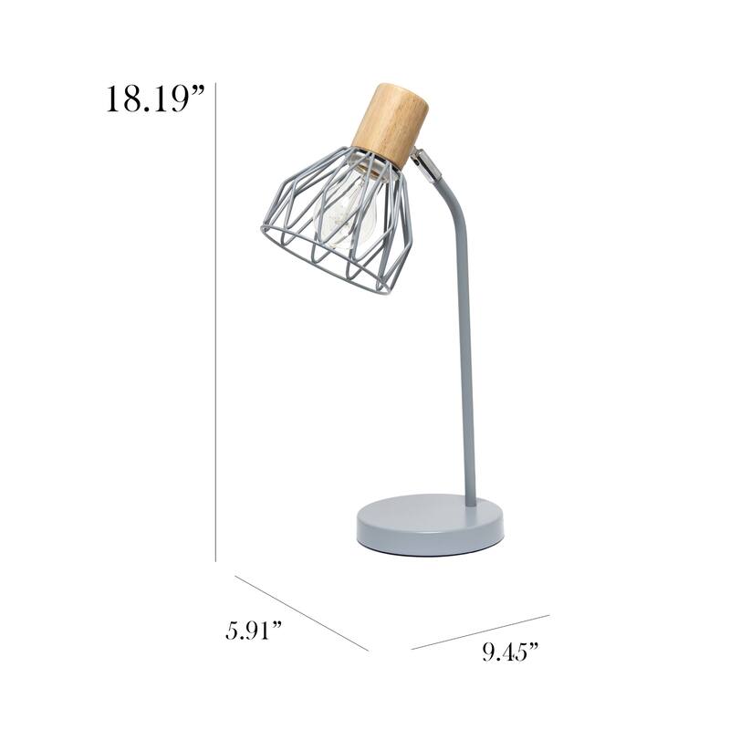 Farmhouse Style Desk Lamp with Wire Cage Shade - 18" - Gray