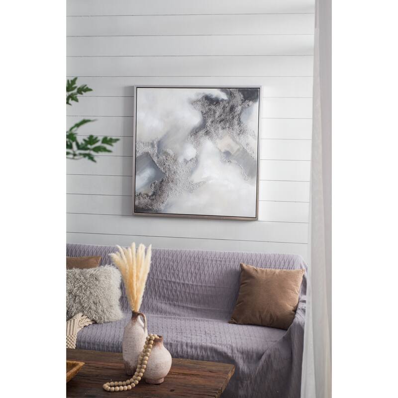 39.4x39.4" Stormy Skies Framed Hand-painted Wall Art