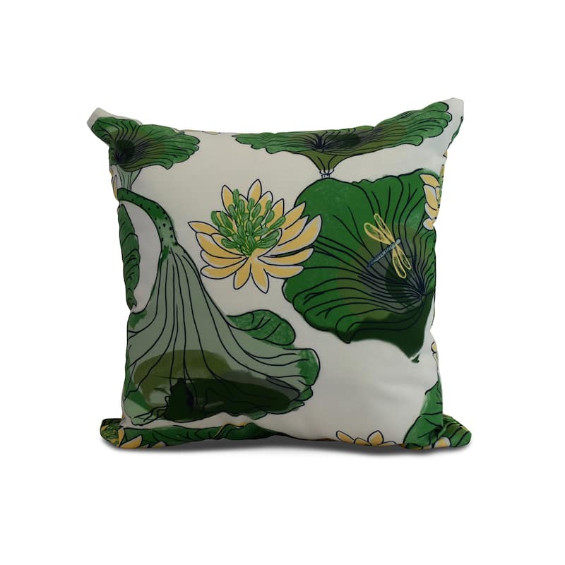 18 x 18 Inch Lotokoi Floral Print Outdoor Pillow - Green