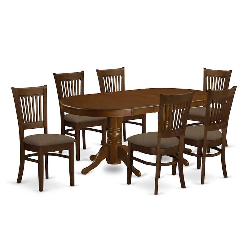 East West Furniture 7 Piece Dining Table Set- an Oval Wooden Table and 6 Wooden Chairs, Espresso(Seat Type Options)