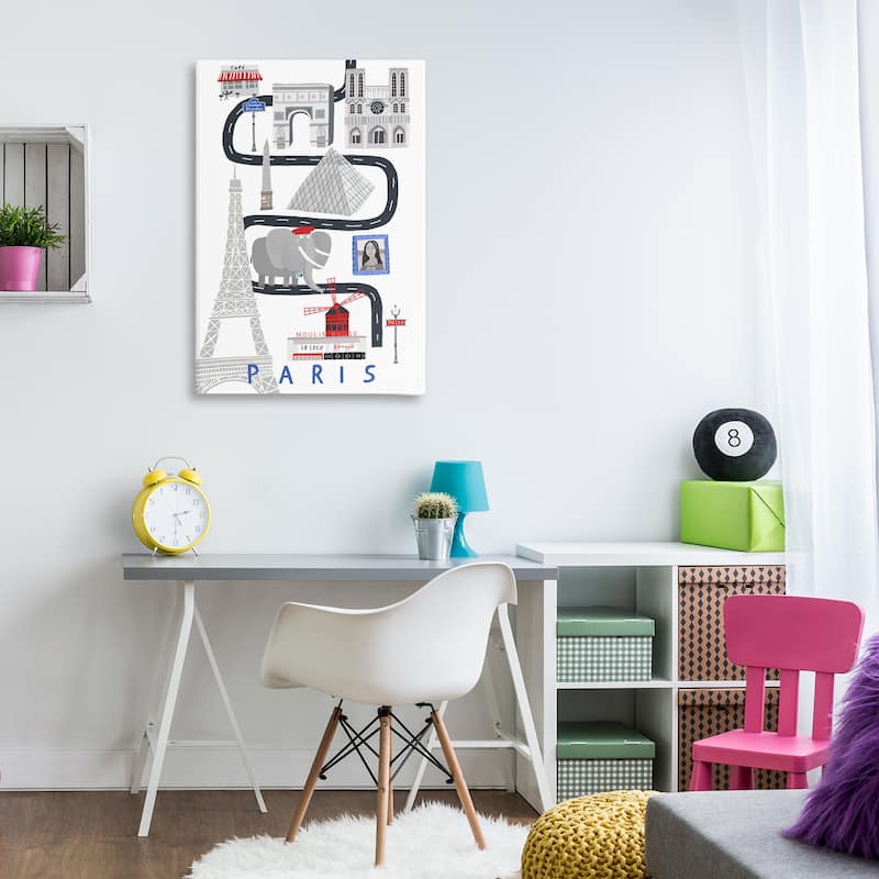 Stupell Paris Whimsical Travel City Canvas Wall Art Design By Carla Daly