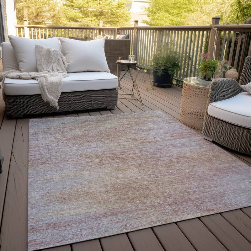 Machine Washable Indoor/ Outdoor Chantille Solid Ombre Rug - 9' x 12' - Merlot