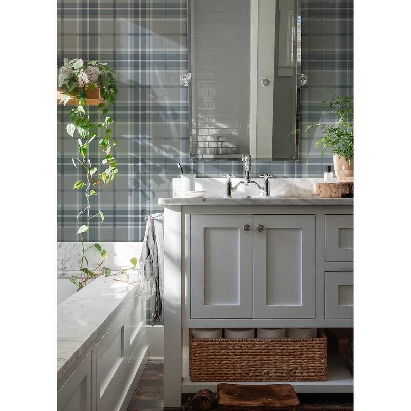 Advantage Sala Blue Plaid Wallpaper
