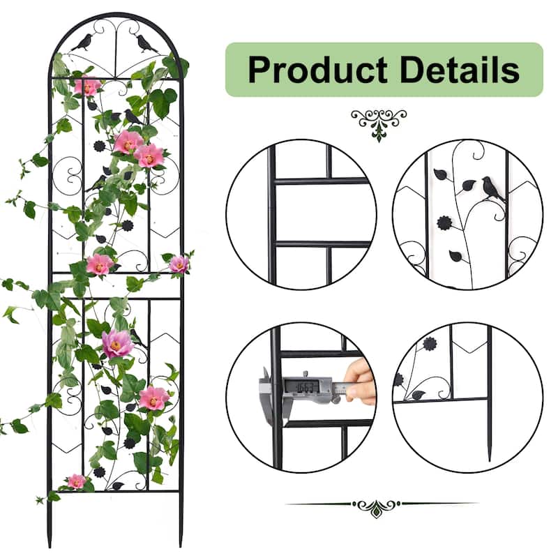 Tall Decorative Garden Fences Metal Garden Trellis Climbing (Set of 2) - 19.7x82.7 inch