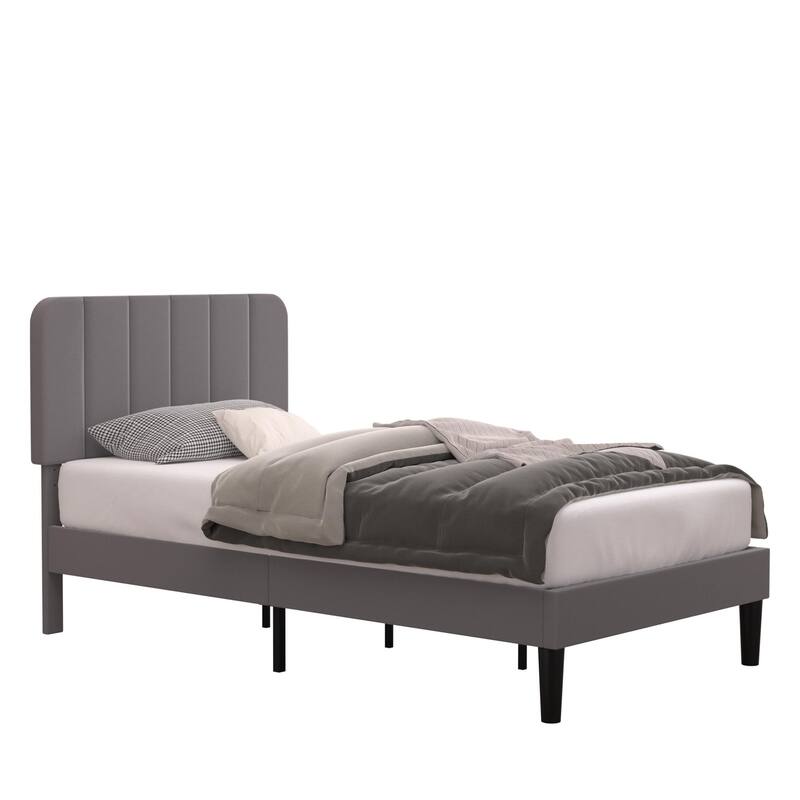 Javlergo Upholstered Bed Frames with Height-adjustable Headboard