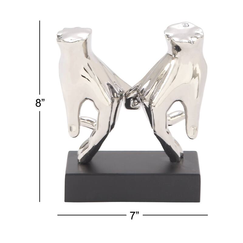 Polystone Hands Decorative Sculpture - Silver - Roche River Decor