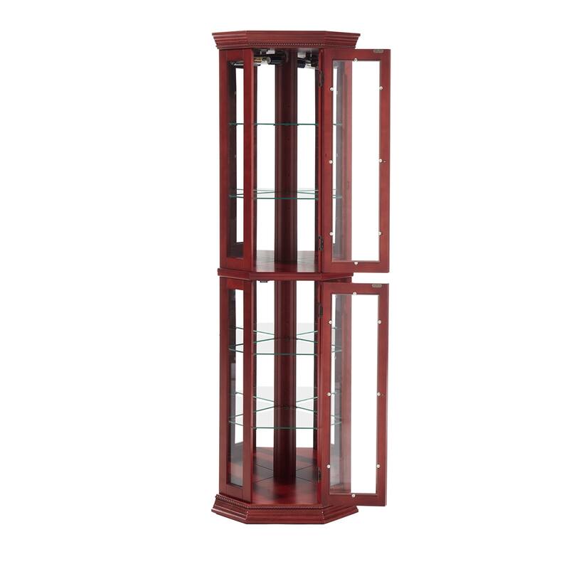 Lighted Corner Display Cabinet with Glass Adjustable Shelf