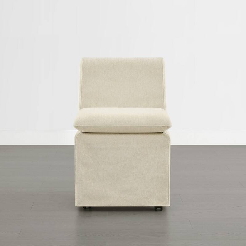 Spruce & Spring Modern Upholstered Dining Chair with Casters, Removable Washable Slipcover