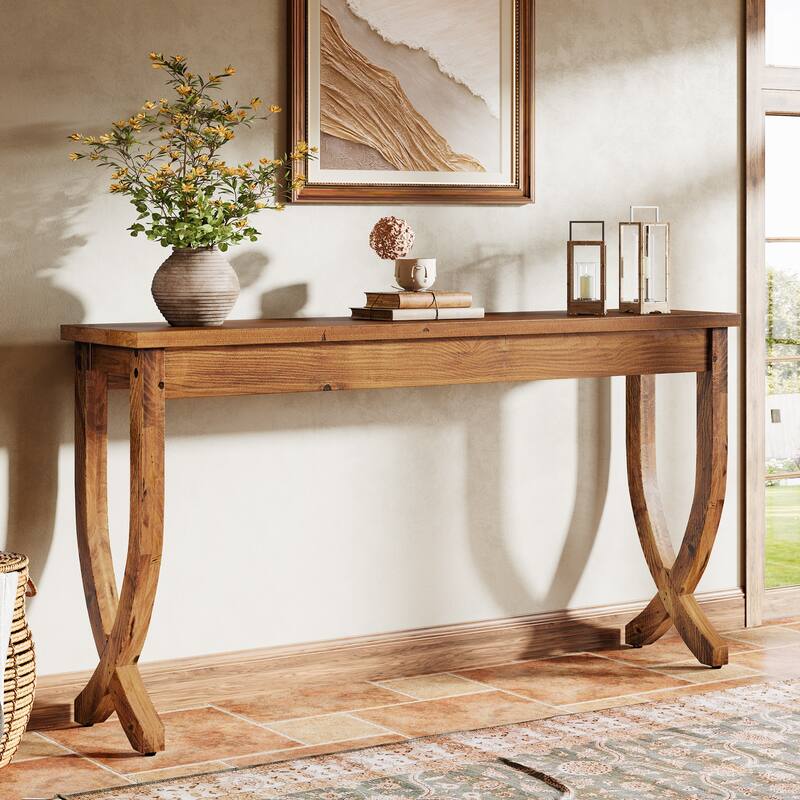 Solid Wood Console Table, Entryway Sofa Table, Living Room Hallway Entrance Foyer Accent Side Table - WarmBrown