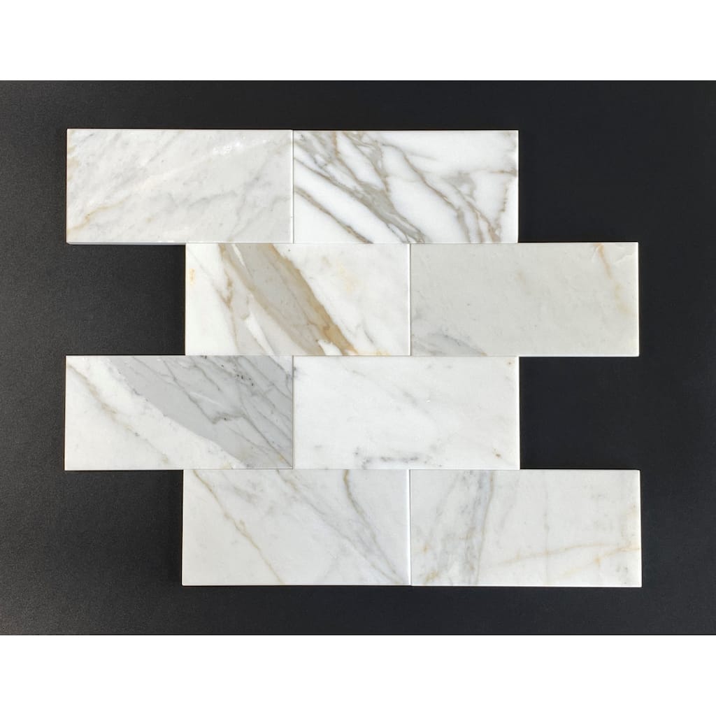Calacatta Gold 3 x 6 Subway Wall and Floor Tiles - Case (8 Square Feet)