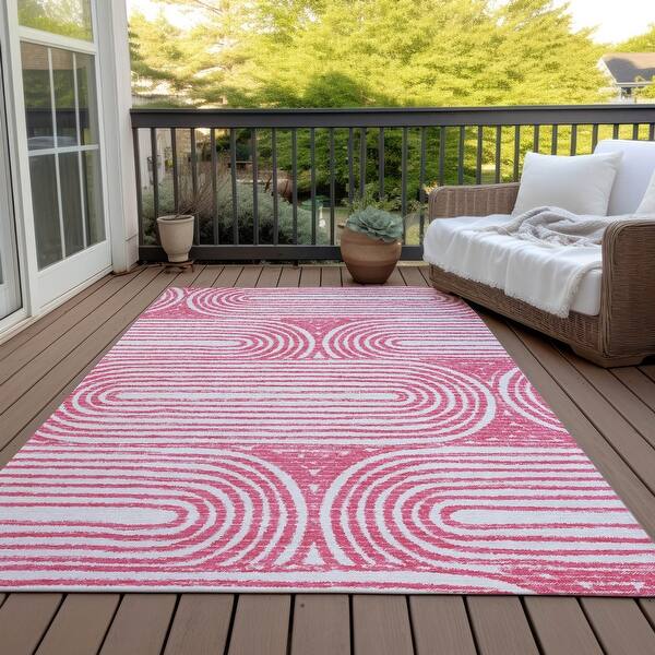 Machine Washable Indoor/ Outdoor Modern Vibes Chantille Rug