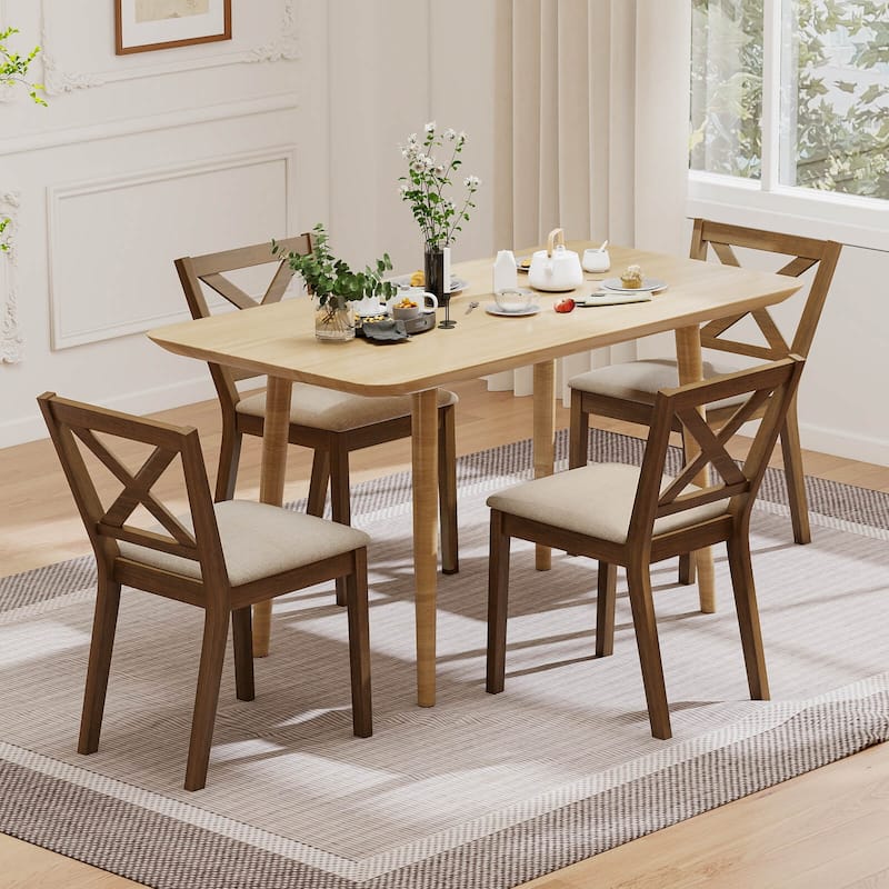 Costway Dining Chair Set of 2/4 Upholstered Seat & Breathable X-shaped