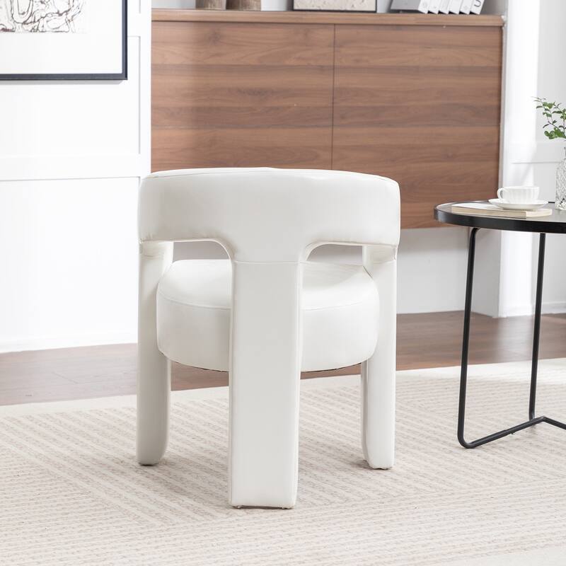 SEYNAR Modern Glam PU Leather Upholstered Dining Chair, Open-Back Accent Chair
