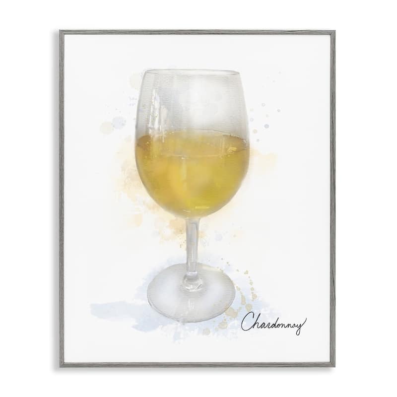 Stupell Modern Chardonnay in Glass Framed Giclee Art Design By Matthew Piotrowicz - 24 x 30 - Grey