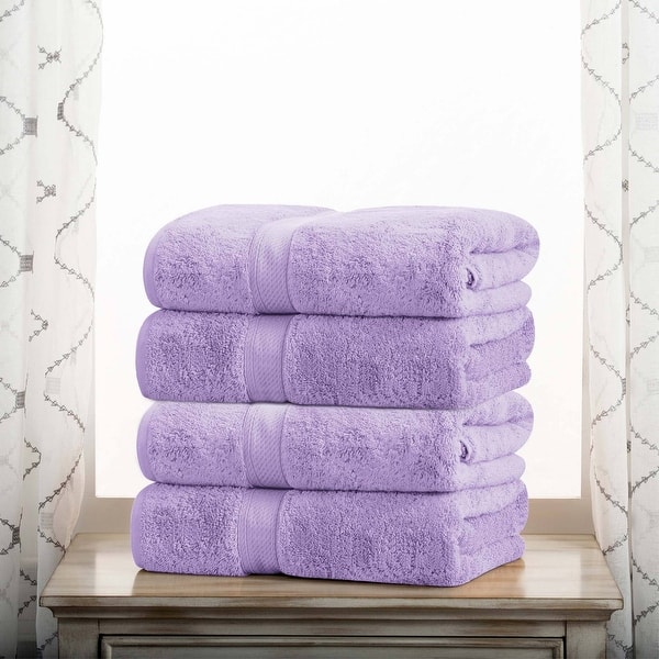 Superior Egyptian Cotton Pile Heavyweight Bath Towel Set of 4 - Purple