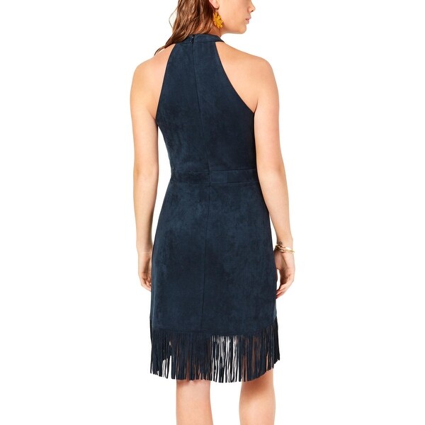 faux suede fringe dress