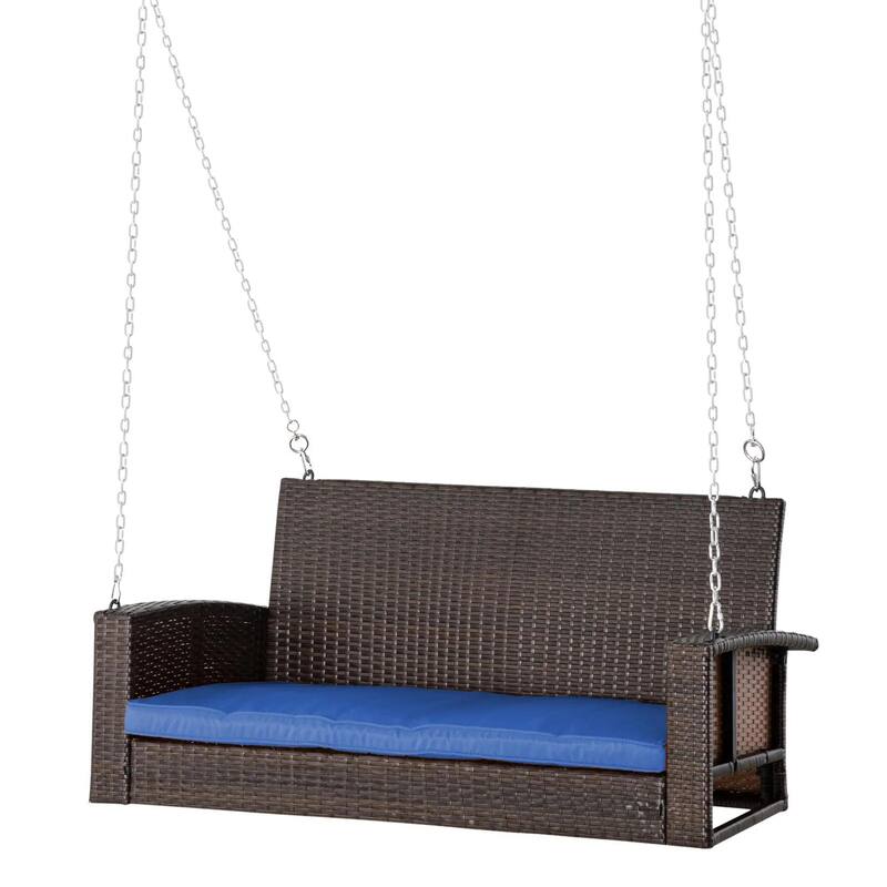 2-Person Wicker Hanging Swing Bench,Porch Swing Outdoor Chair,Cushions