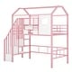 preview thumbnail 9 of 27, Twin Size Metal Loft Bed w/Roof Design, House Shaped Stairway Bedframe