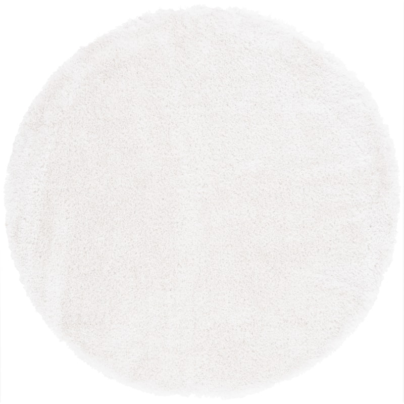 SAFAVIEH Cloud Shag Hasnaa Modern Abstract 2-inch Thick Rug - 6'7" Round - White