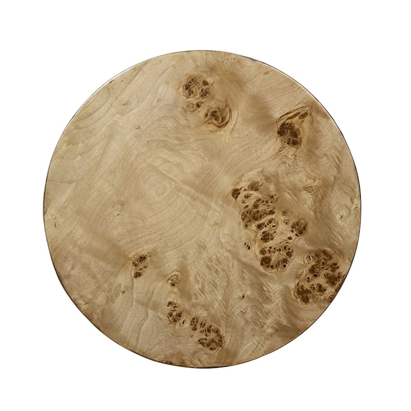 Burl Wood Cylinder Side Table Natural Grain End Table for Living Room