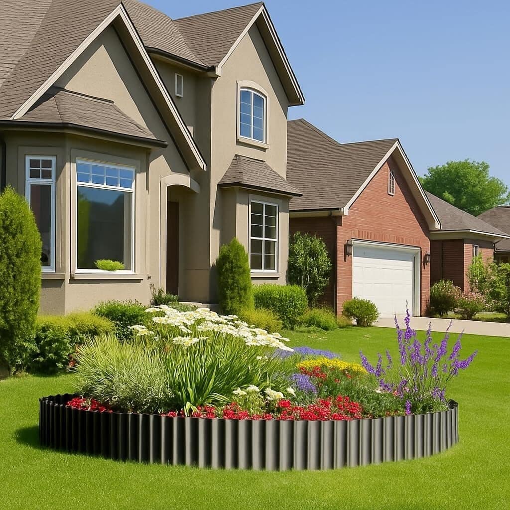 4 Pack Corrugated Galvanized Steel Metal Landscape Edging for Flower Beds, Lawn, Driveway, Walkways