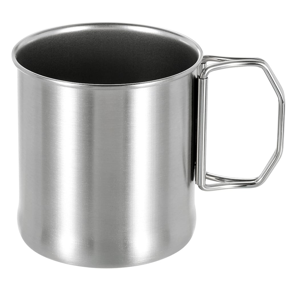304 Stainless Steel Cups with Foldable Handle, 10oz Metal Water Glasses Cup - Silver