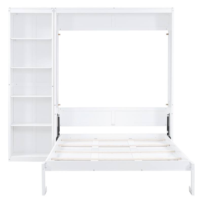 Queen Size Murphy Bed Wall Bed with Shelves, White - Bed Bath & Beyond ...