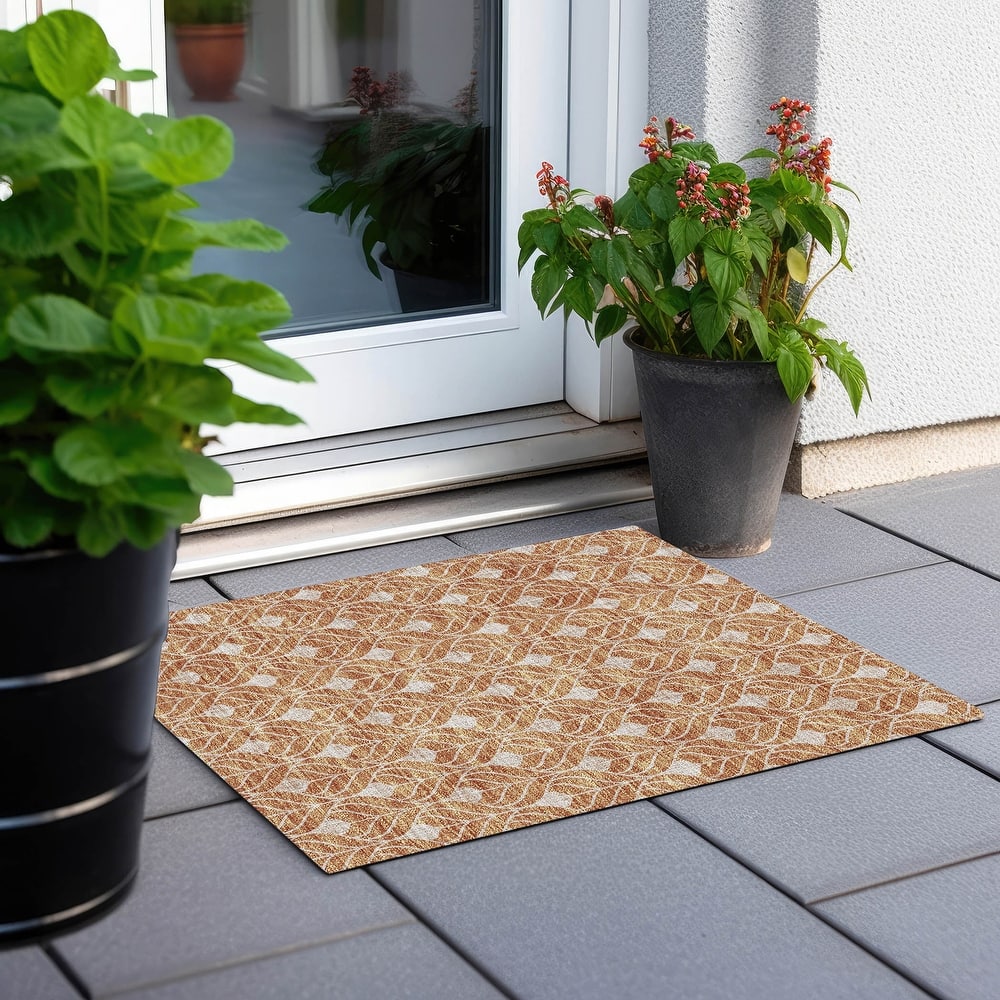 Machine Washable Indoor/ Outdoor Chantille Geo Teardrop Rug