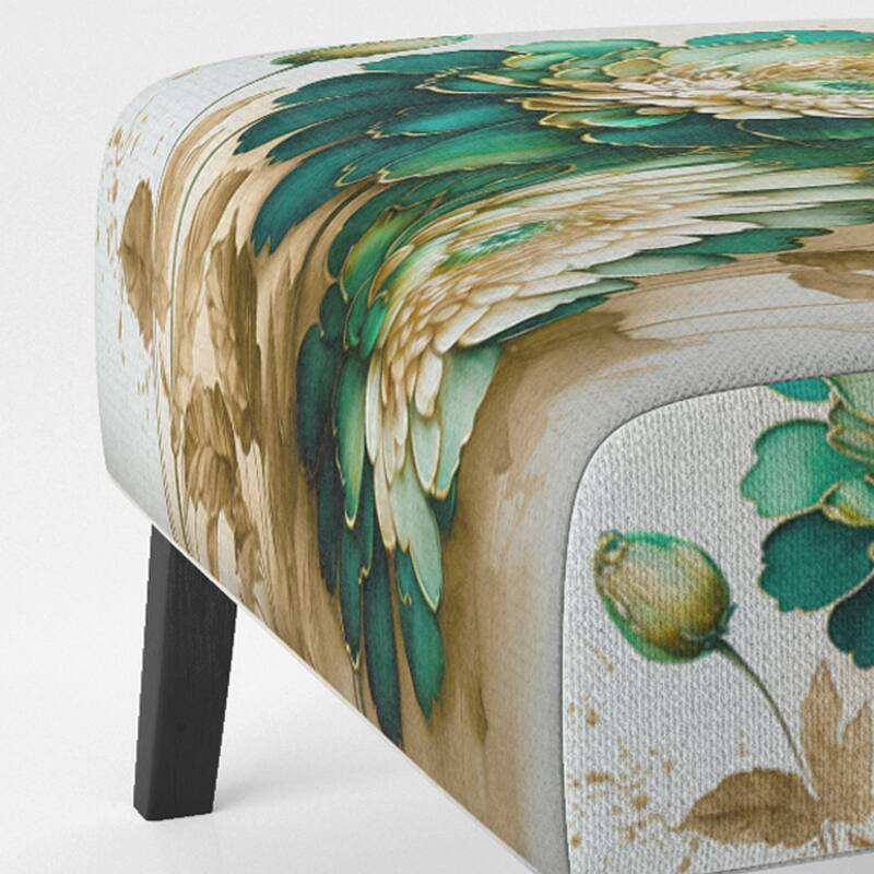 Designart "Green Blooming Daisy I" Upholstered Floral & Botanical Accent Chair and Traditional Arm Chair - Multiple Color