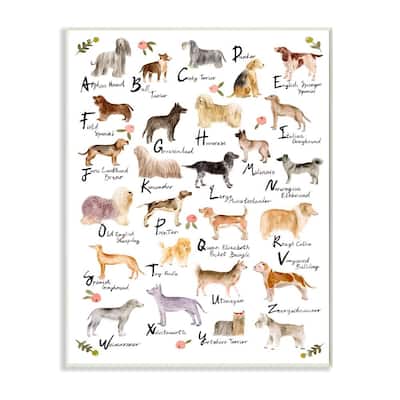 Stupell Industries Chic Alphabet of Dogs with Floral Detail Wood Wall Art - Multi-Color