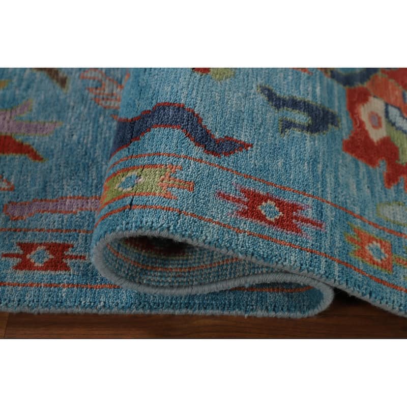 Blue Oushak Area Rug Handmade Wool Carpet - 8'0" x 10'1"
