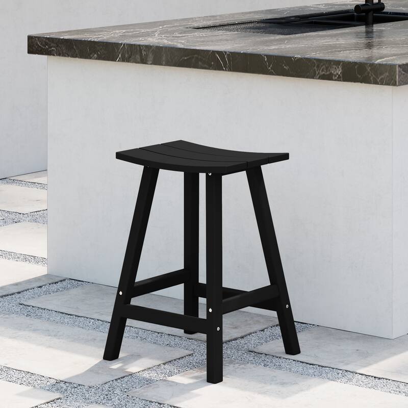 Laguna Hdpe All Weather Outdoor Patio 24" Saddle Seat Counter Stool