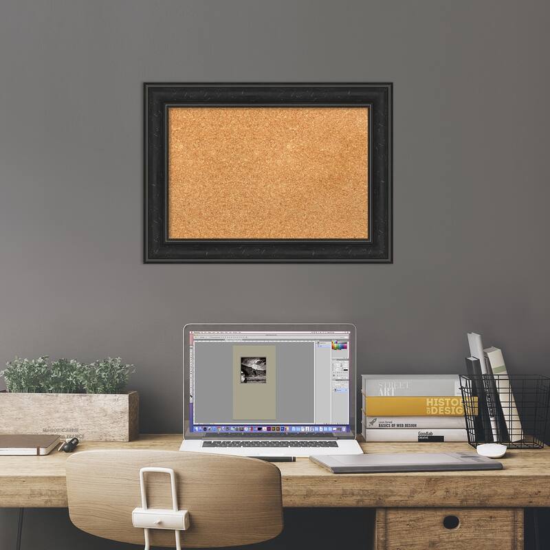 Shipwreck Black Narrow Framed Cork Bulletin Memo Board