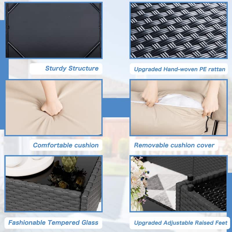 7-Piece Outdoor Sectional Seating Group with Cushions