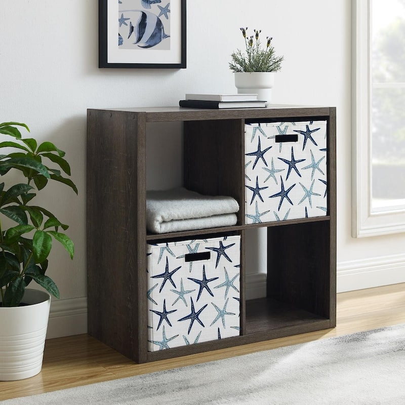 Cubby Storage Cabinet - 4 Shelf Organizer, Espresso Finish, Floor Mount, Compact Storage Solution