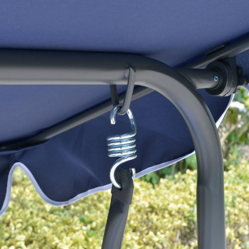 Outsunny 3-Person Porch Swing with Canopy, Patio Swing Chair, Outdoor Canopy Swing Bench with Adjustable Shade, Cushion