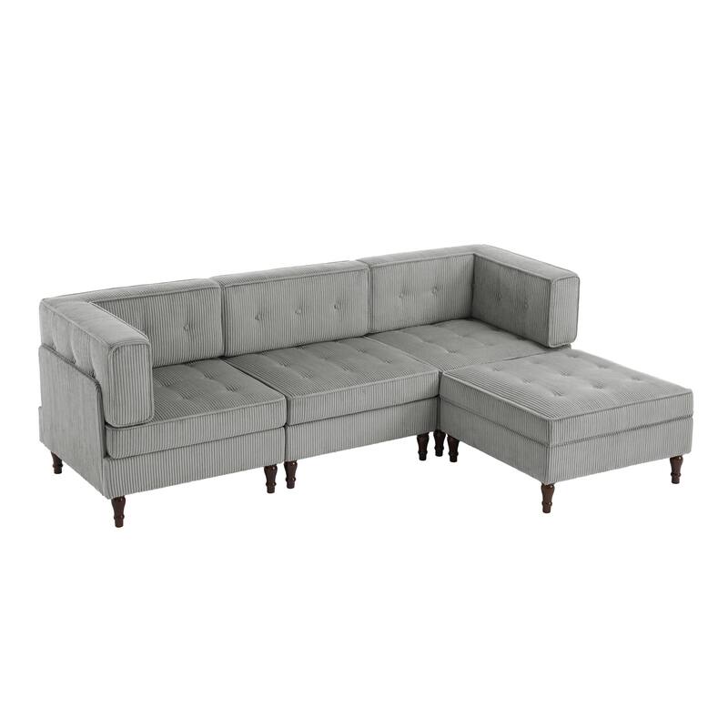 4-Piece 98" W Upholstered Modular Corduroy Sectional Sofa